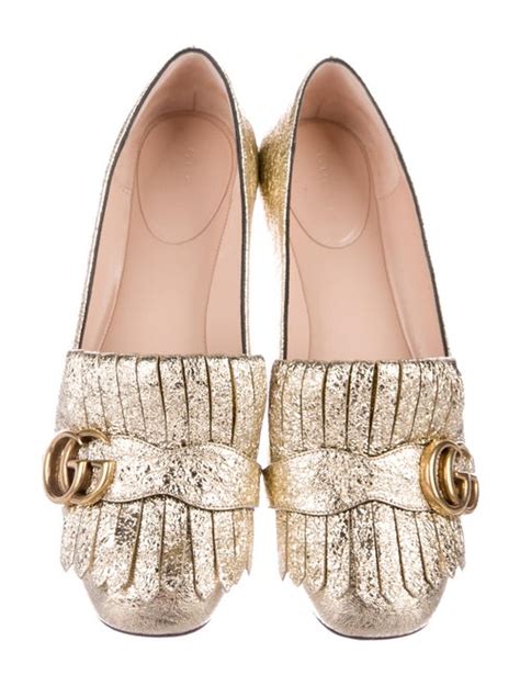 gucci silver flats|Gucci flats with fur.